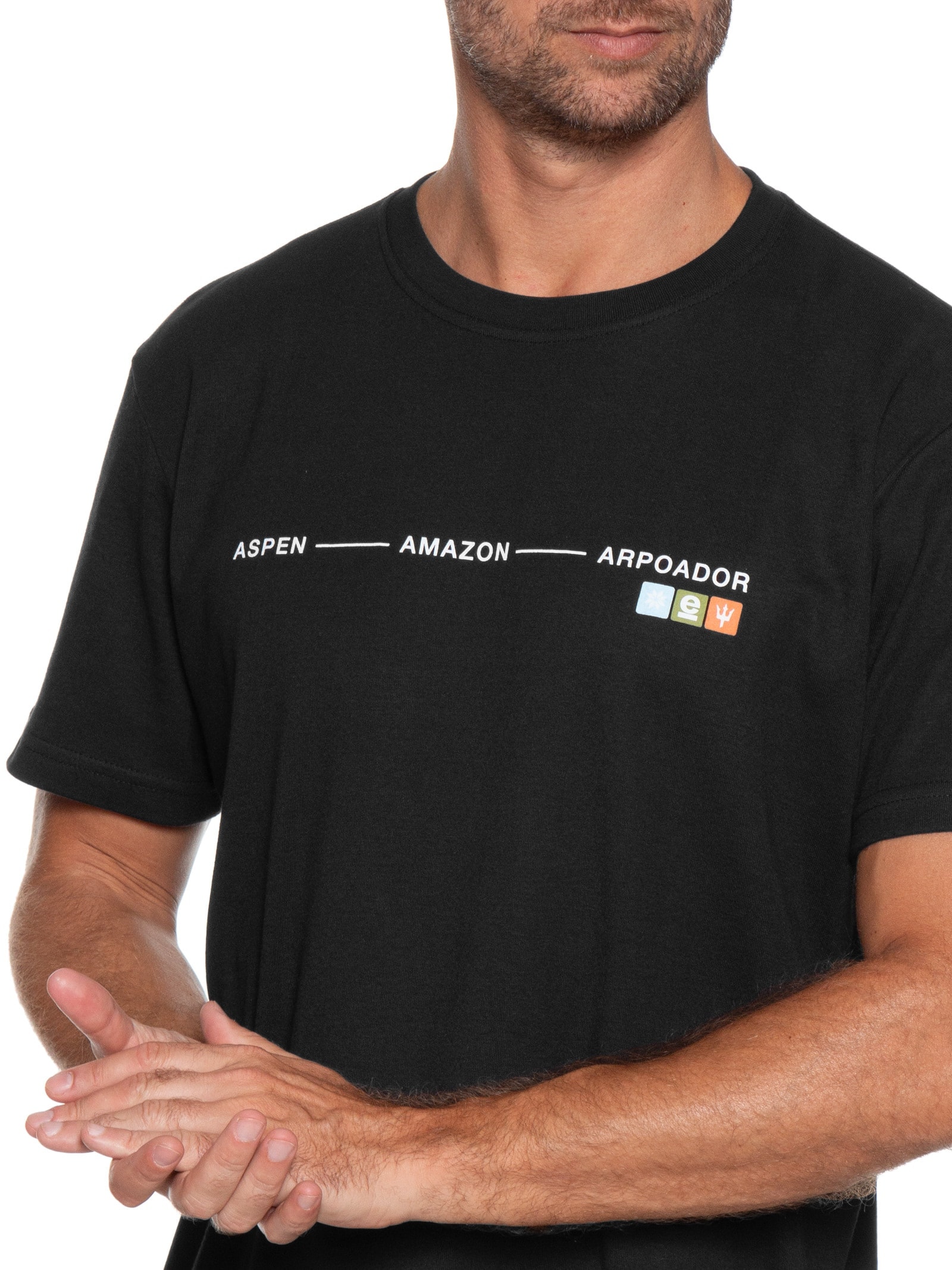 Camiseta Masculina Manga Curta Aspen Amazon ARPX Preto Osklen