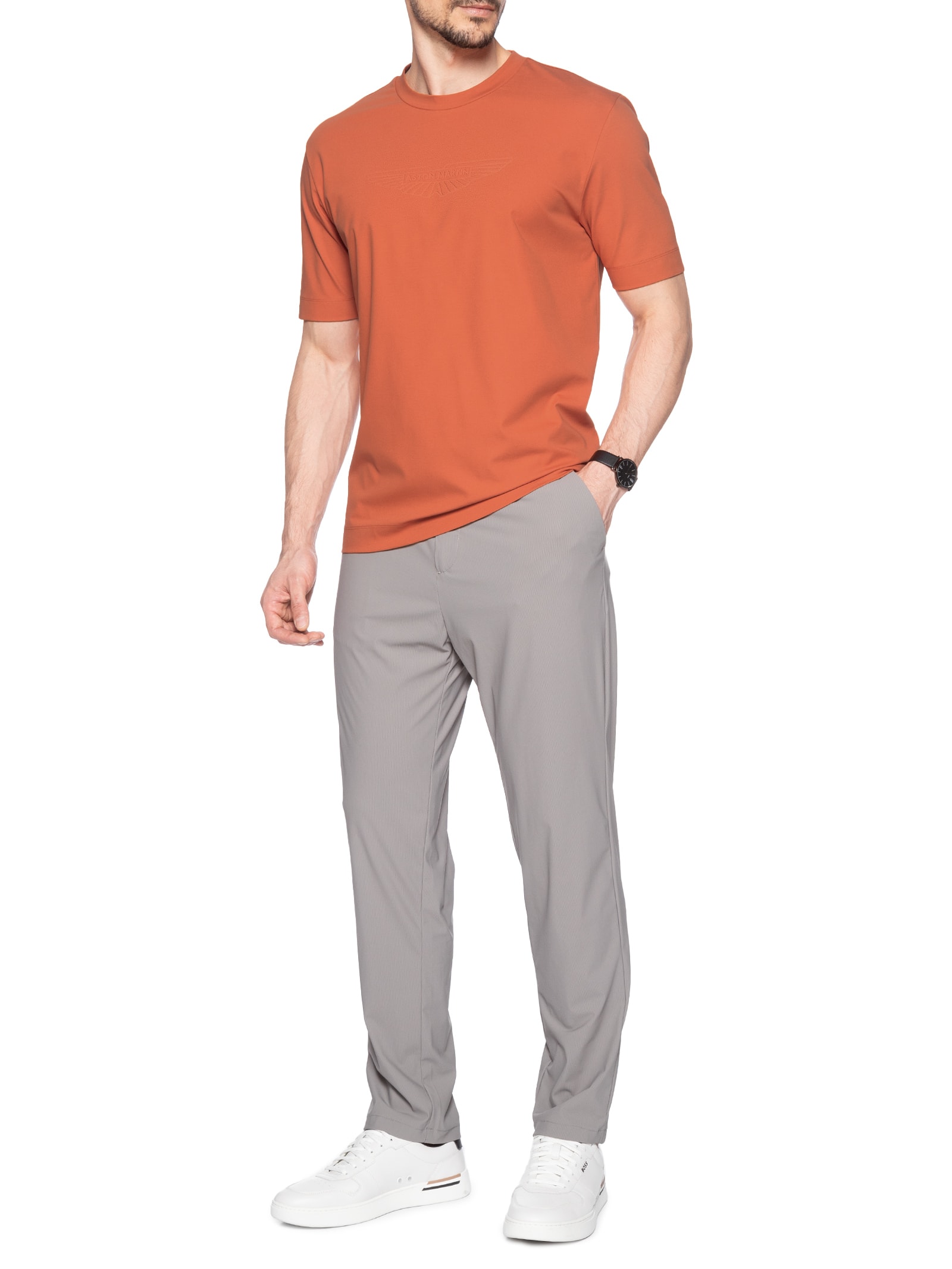 Camiseta Masculina Manga Curta Aston Martin L-Tracy Laranja Boss