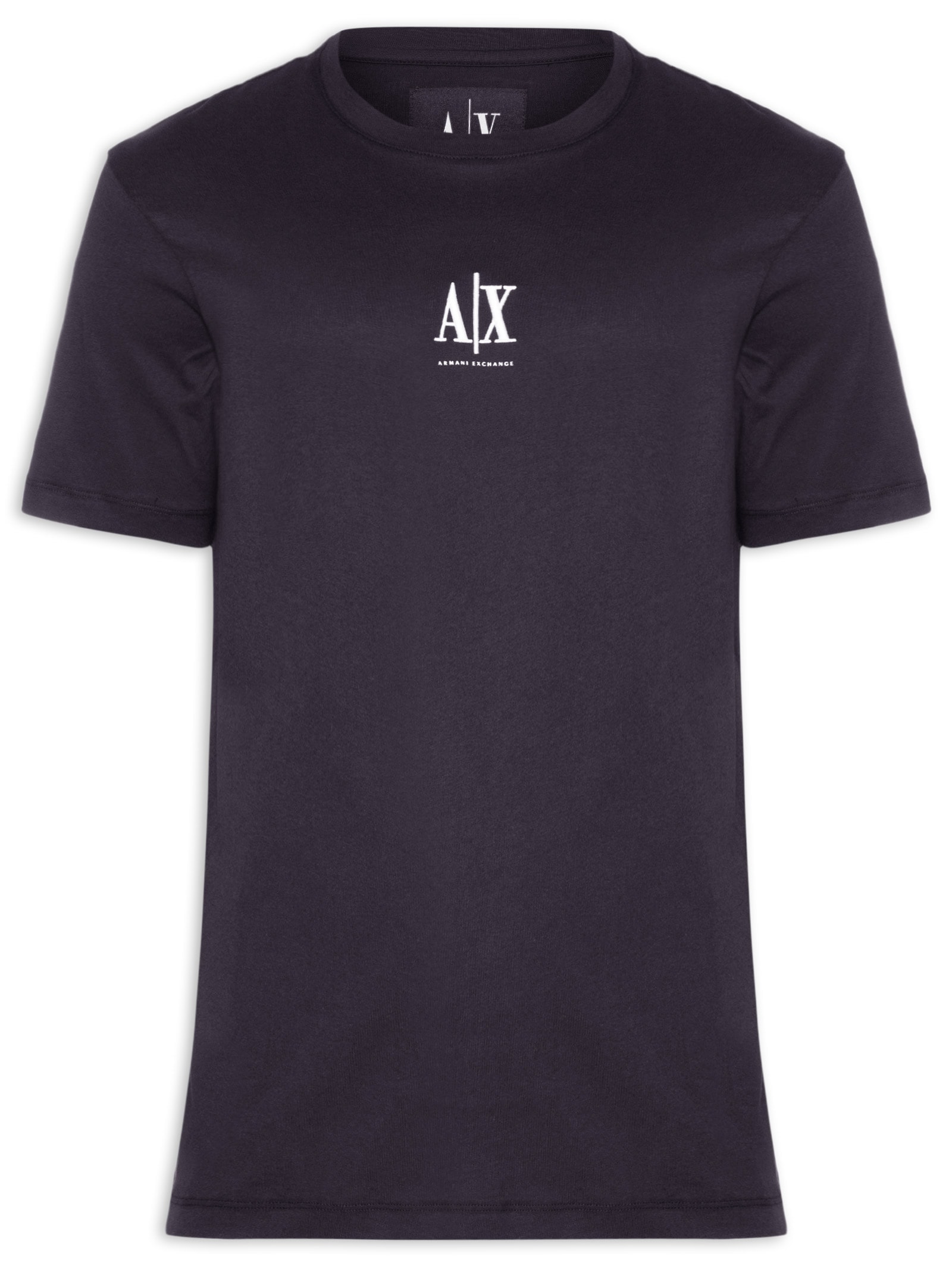 Camiseta Masculina Manga Curta AX Bordado Azul Armani Exchange