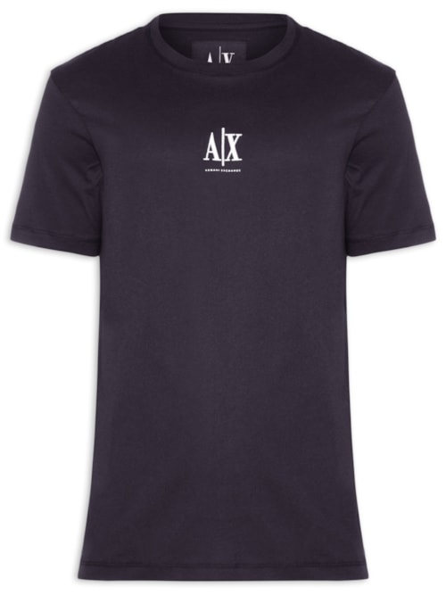 Camiseta Masculina Manga Curta AX Bordado – Azul