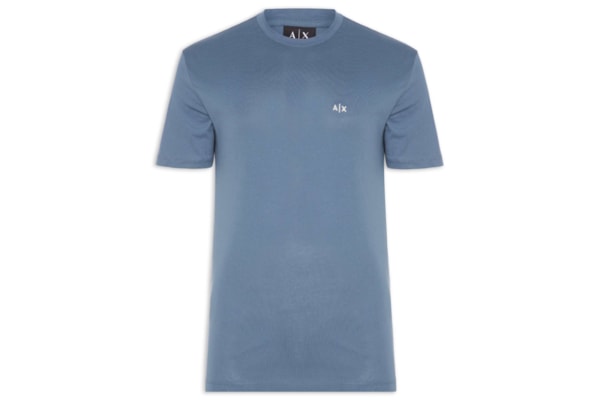 Camiseta Masculina Manga Curta AX Mini Bordado - Azul