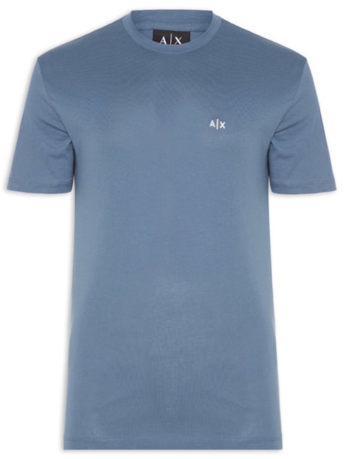 Camiseta Masculina Manga Curta AX Mini Bordado – Azul