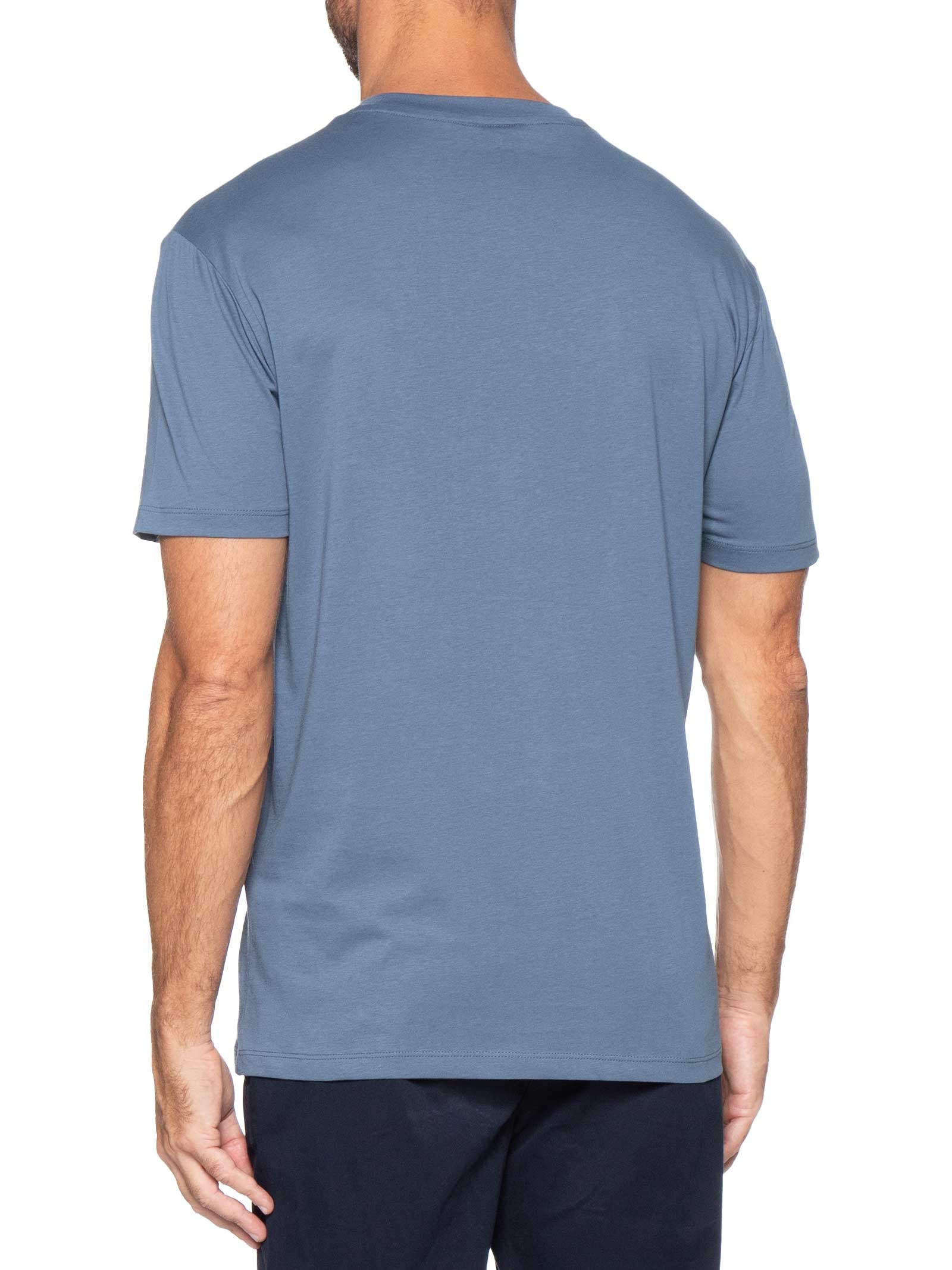 Camiseta Masculina Manga Curta AX Mini Bordado Azul Armani Exchange