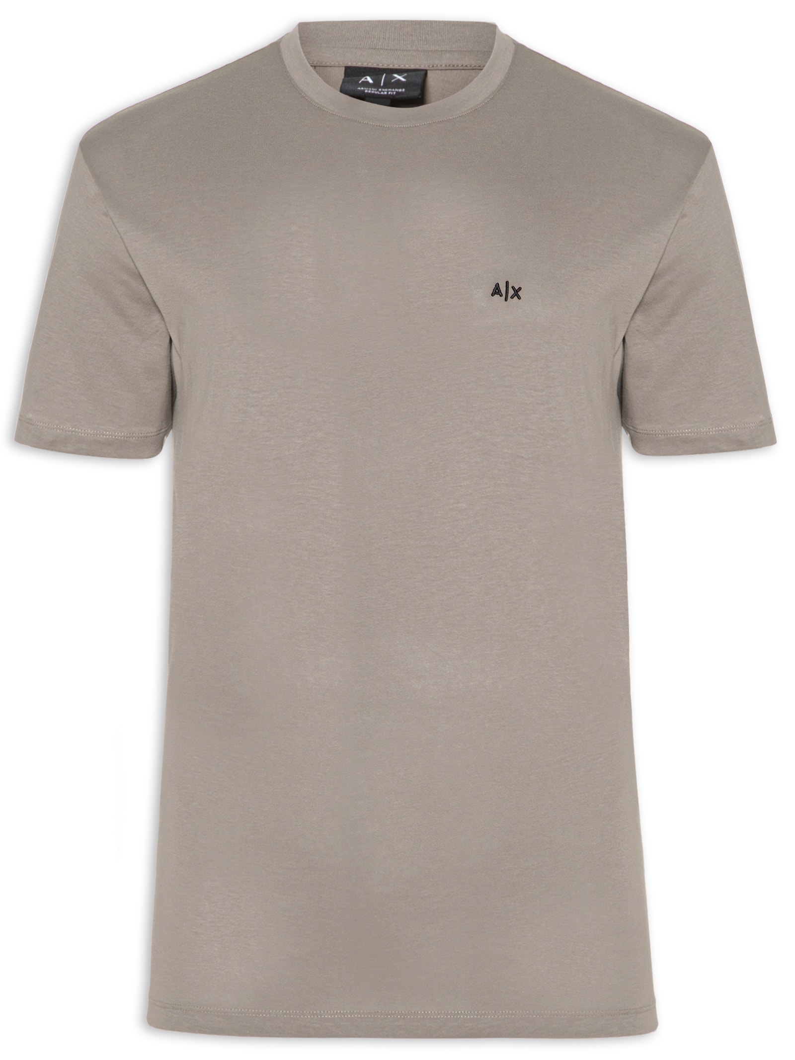 Camiseta Masculina Manga Curta AX Mini Bordado Bege Armani Exchange