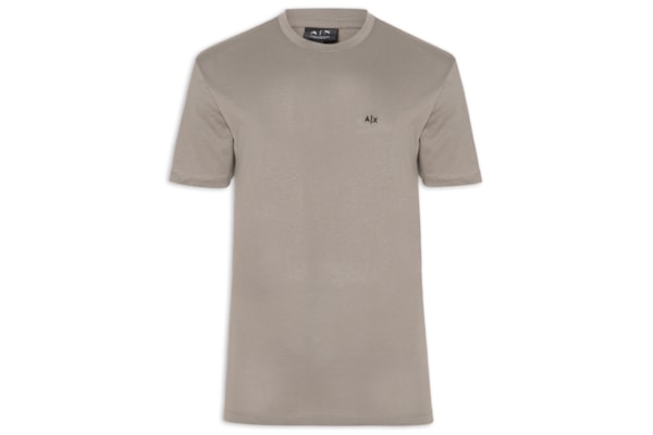 Camiseta Masculina Manga Curta AX Mini Bordado - Bege