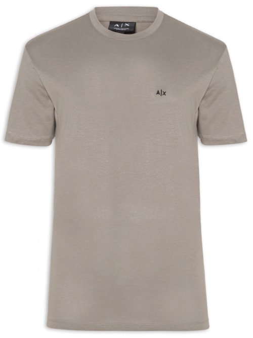 Camiseta Masculina Manga Curta AX Mini Bordado – Bege