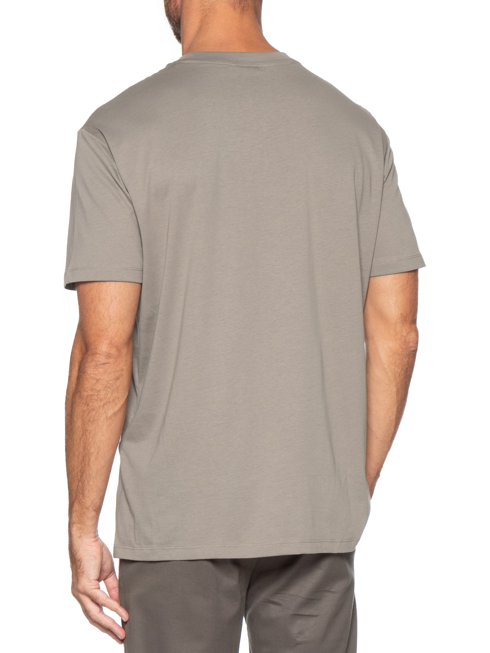 Camiseta Masculina Manga Curta AX Mini Bordado Bege Armani Exchange