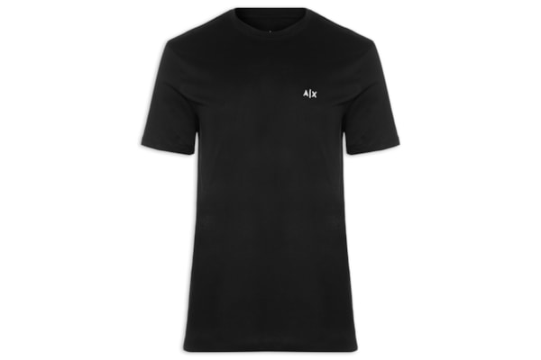 Camiseta Masculina Manga Curta AX Mini Bordado - Preto