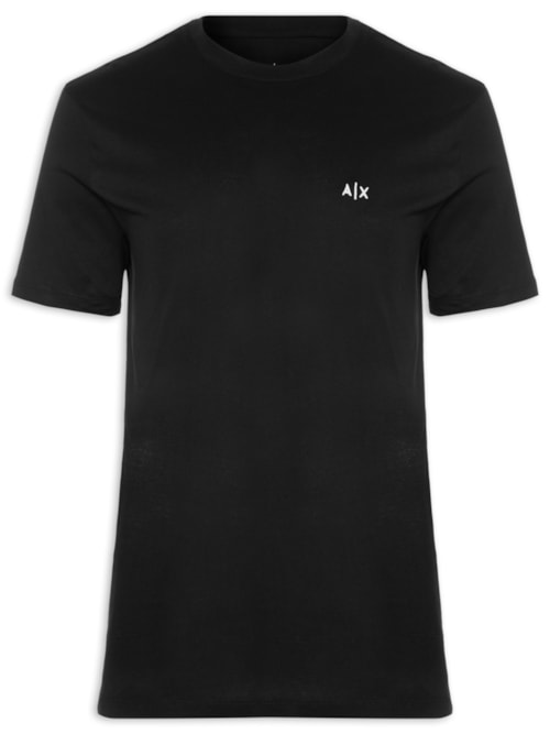 Camiseta Masculina Manga Curta AX Mini Bordado – Preto