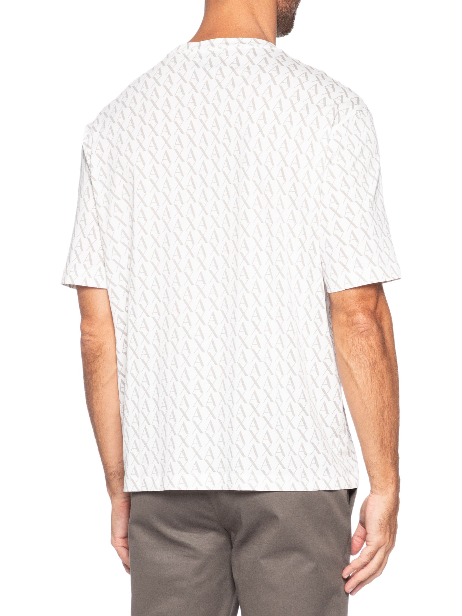 Camiseta Masculina Manga Curta AX Monograma Branco Armani Exchange