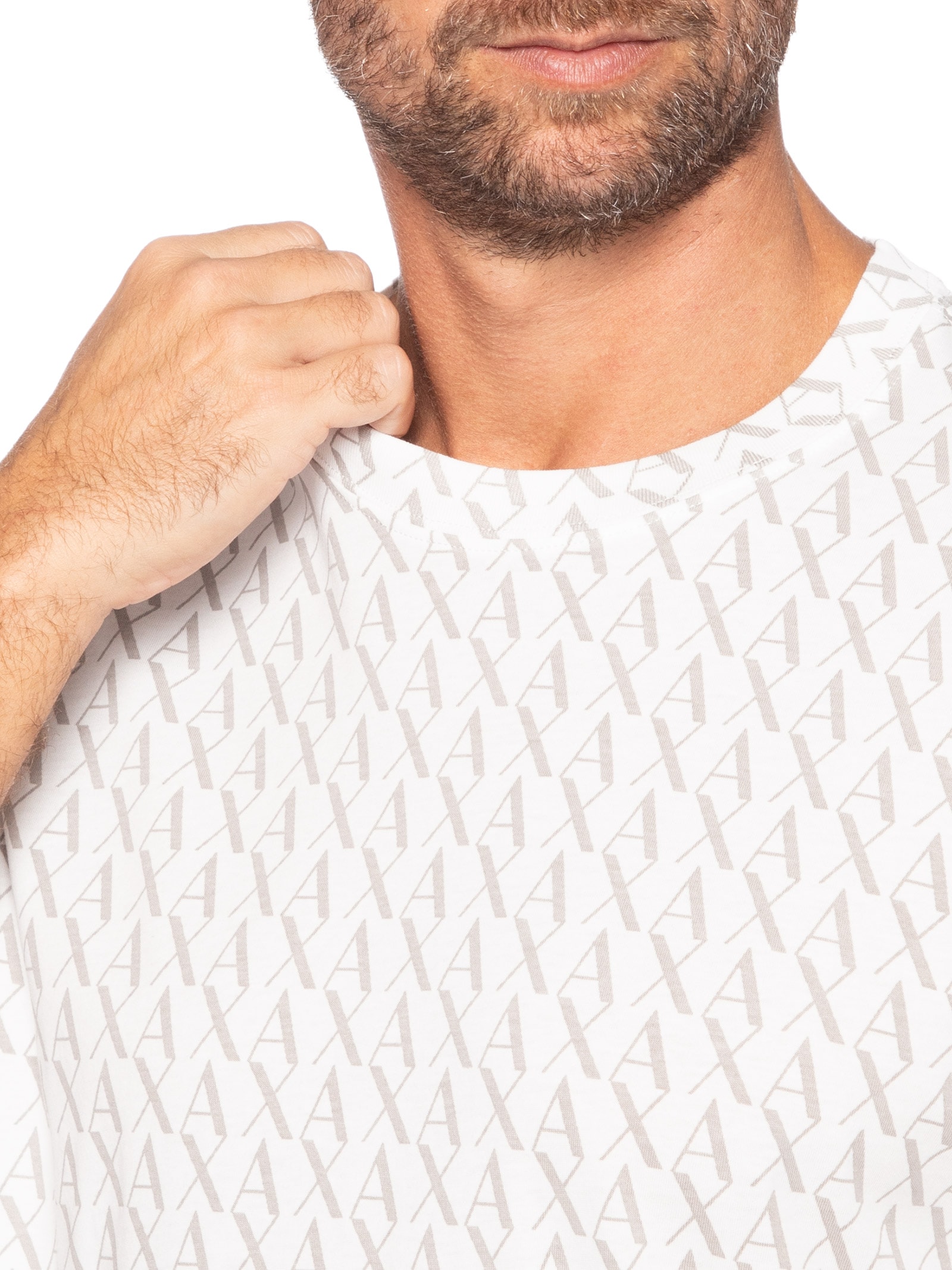 Camiseta Masculina Manga Curta AX Monograma Branco Armani Exchange