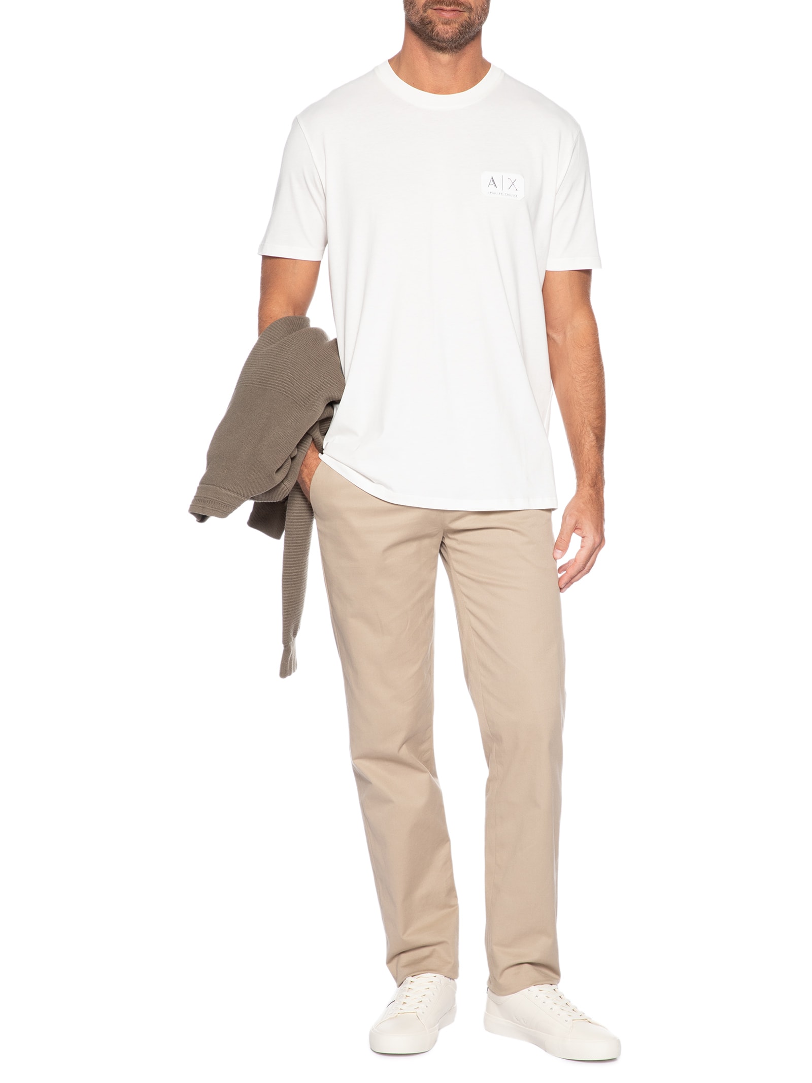 Camiseta Masculina Manga Curta AX Patch Branco Armani Exchange