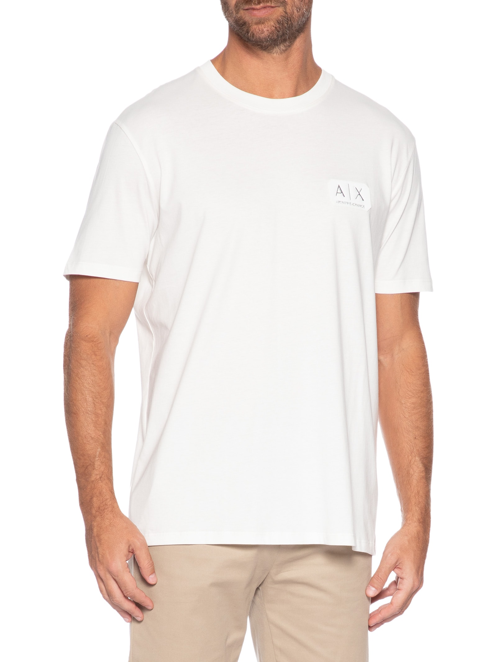 Camiseta Masculina Manga Curta AX Patch Branco Armani Exchange