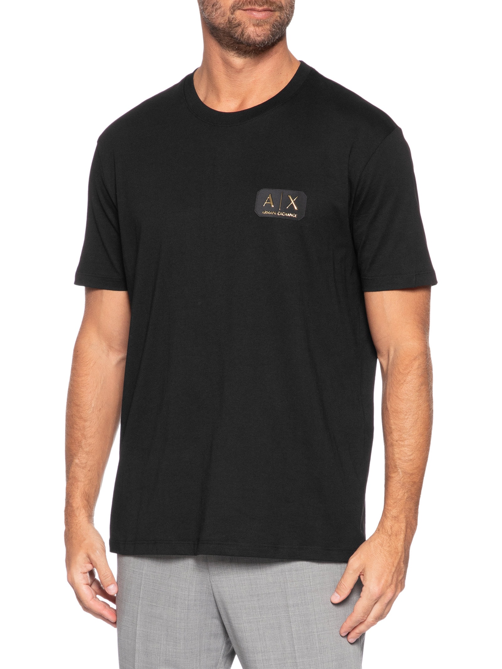 Camiseta Masculina Manga Curta AX Patch Preto Armani Exchange