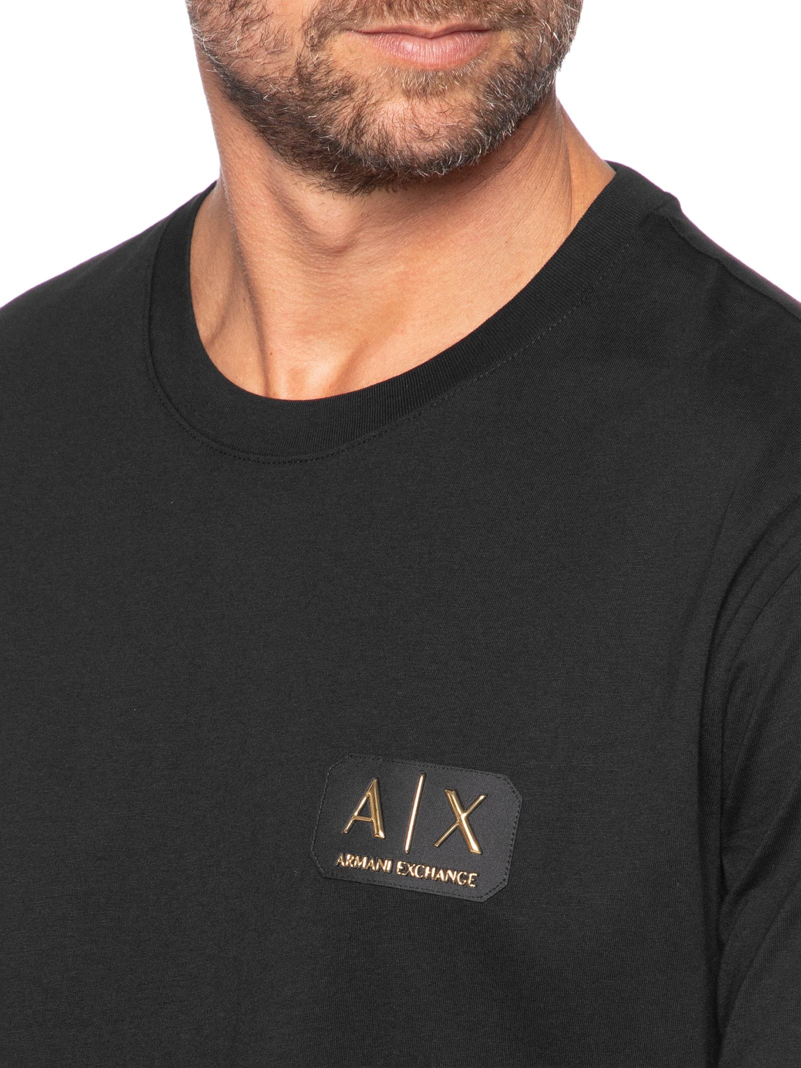 Camiseta Masculina Manga Curta AX Patch Preto Armani Exchange