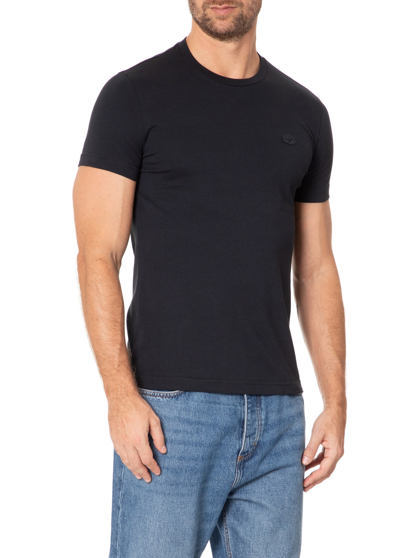Camiseta Masculina Manga Curta Azul Emporio Armani