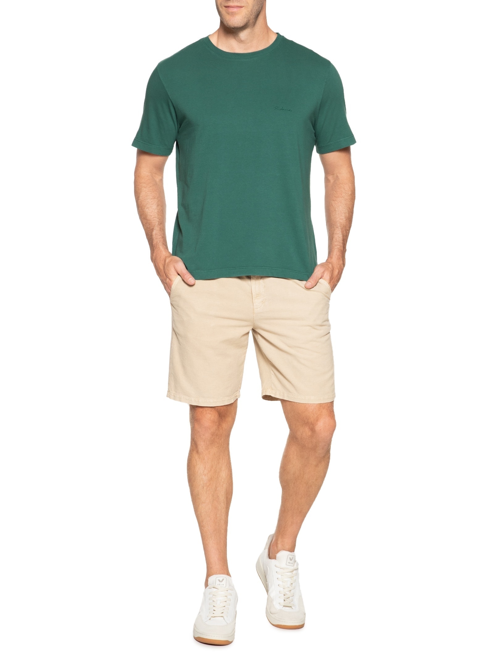 Camiseta Masculina Manga Curta Básica Aquarela Verde  Richards