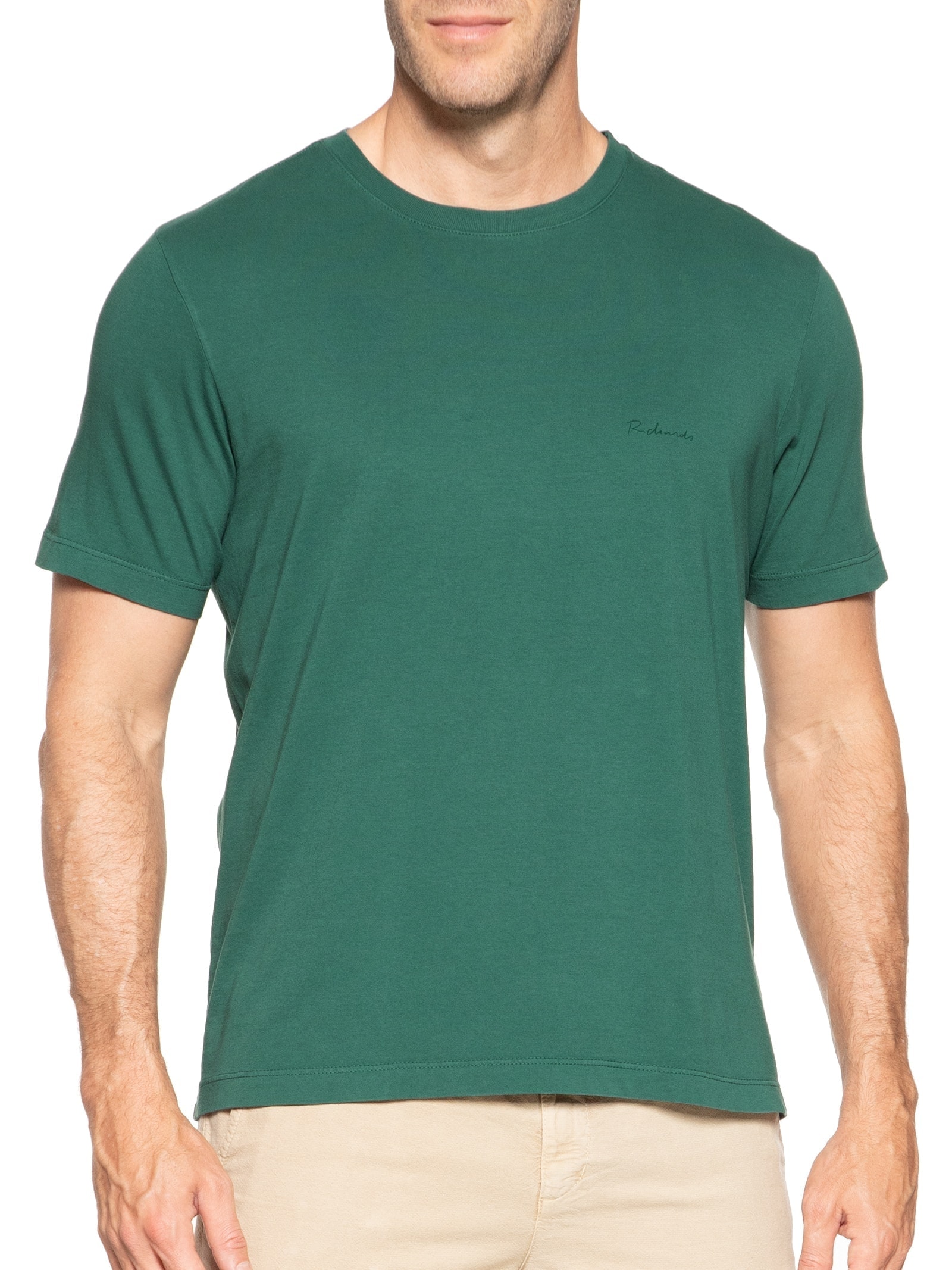 Camiseta Masculina Manga Curta Básica Aquarela Verde  Richards