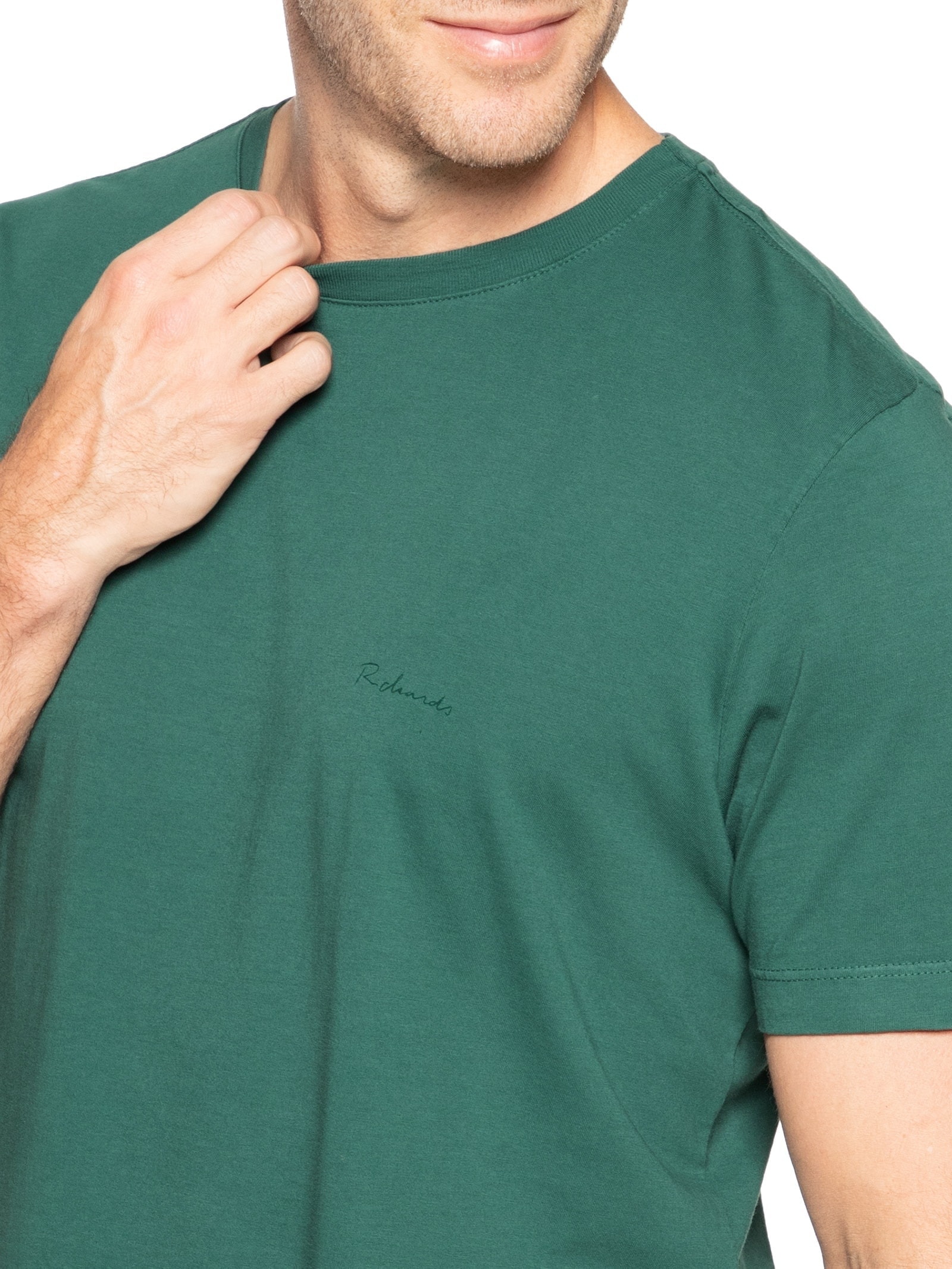 Camiseta Masculina Manga Curta Básica Aquarela Verde  Richards
