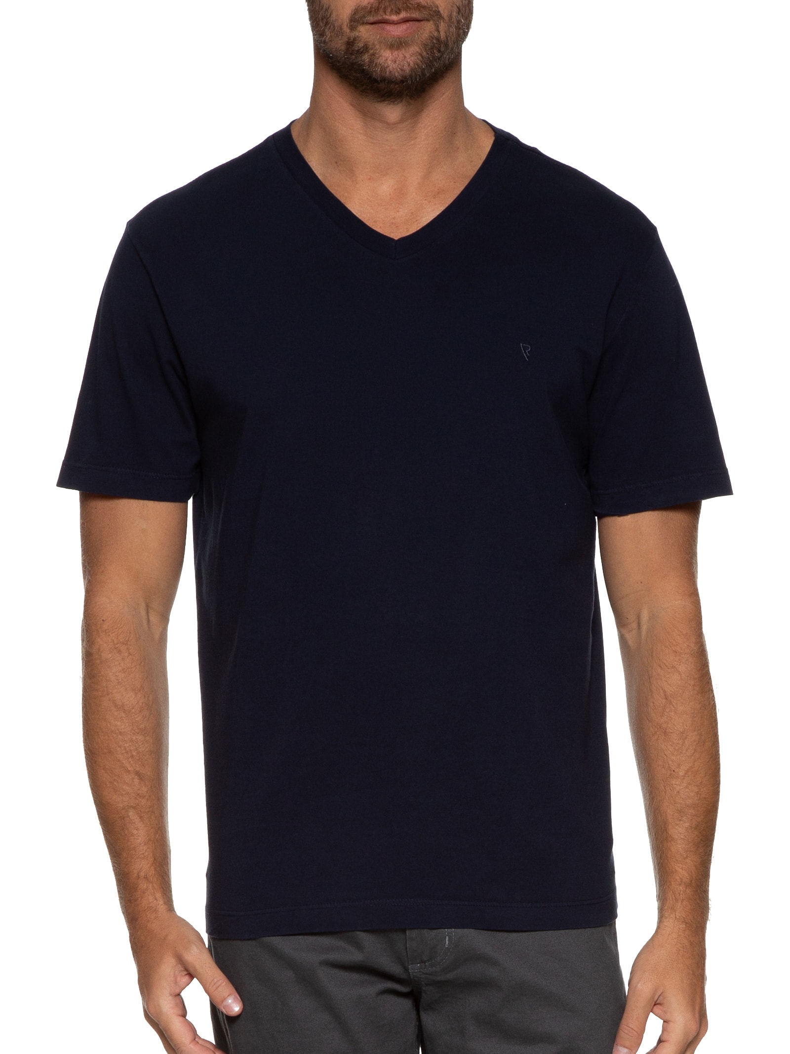 Camiseta Masculina Manga Curta Básica Azul Vr