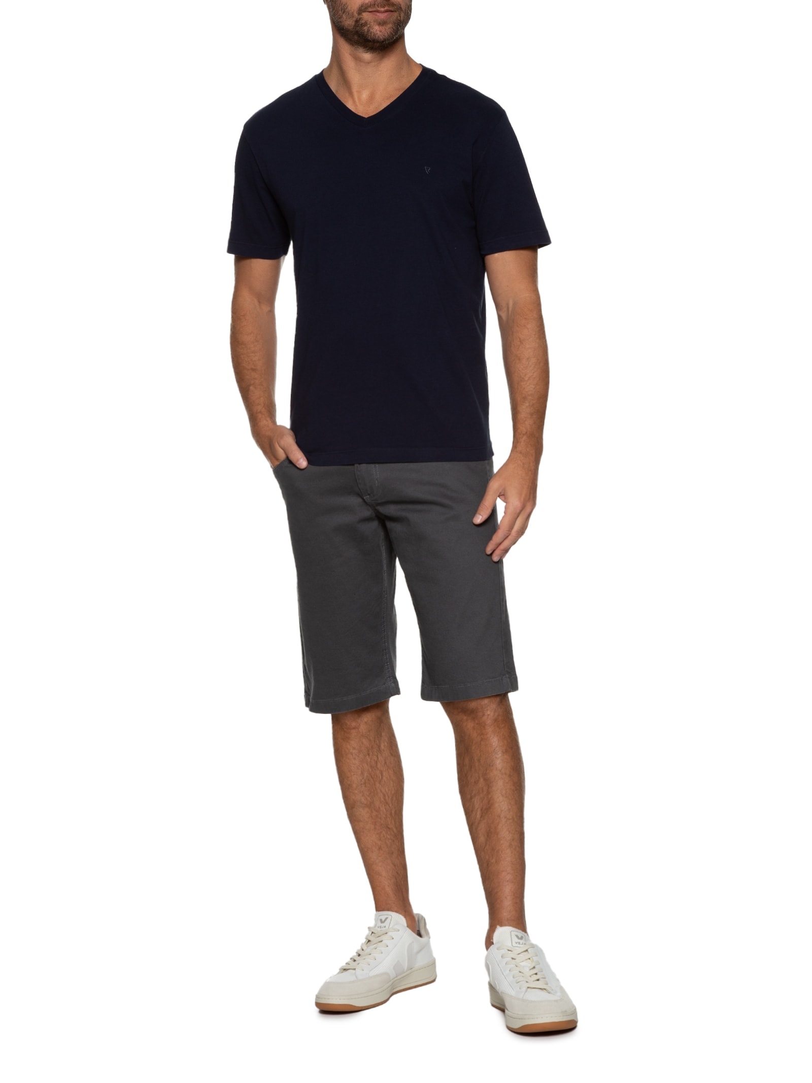 Camiseta Masculina Manga Curta Básica Azul Vr