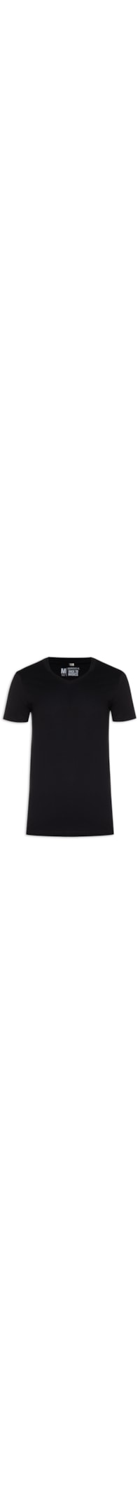 Camiseta Masculina Manga Curta Básica Gola V - Preto