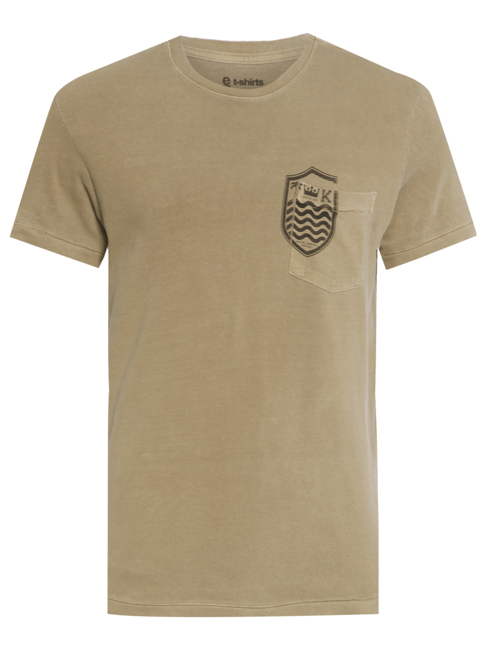 Camiseta Masculina  Manga Curta Bolso Brasão Bege Osklen