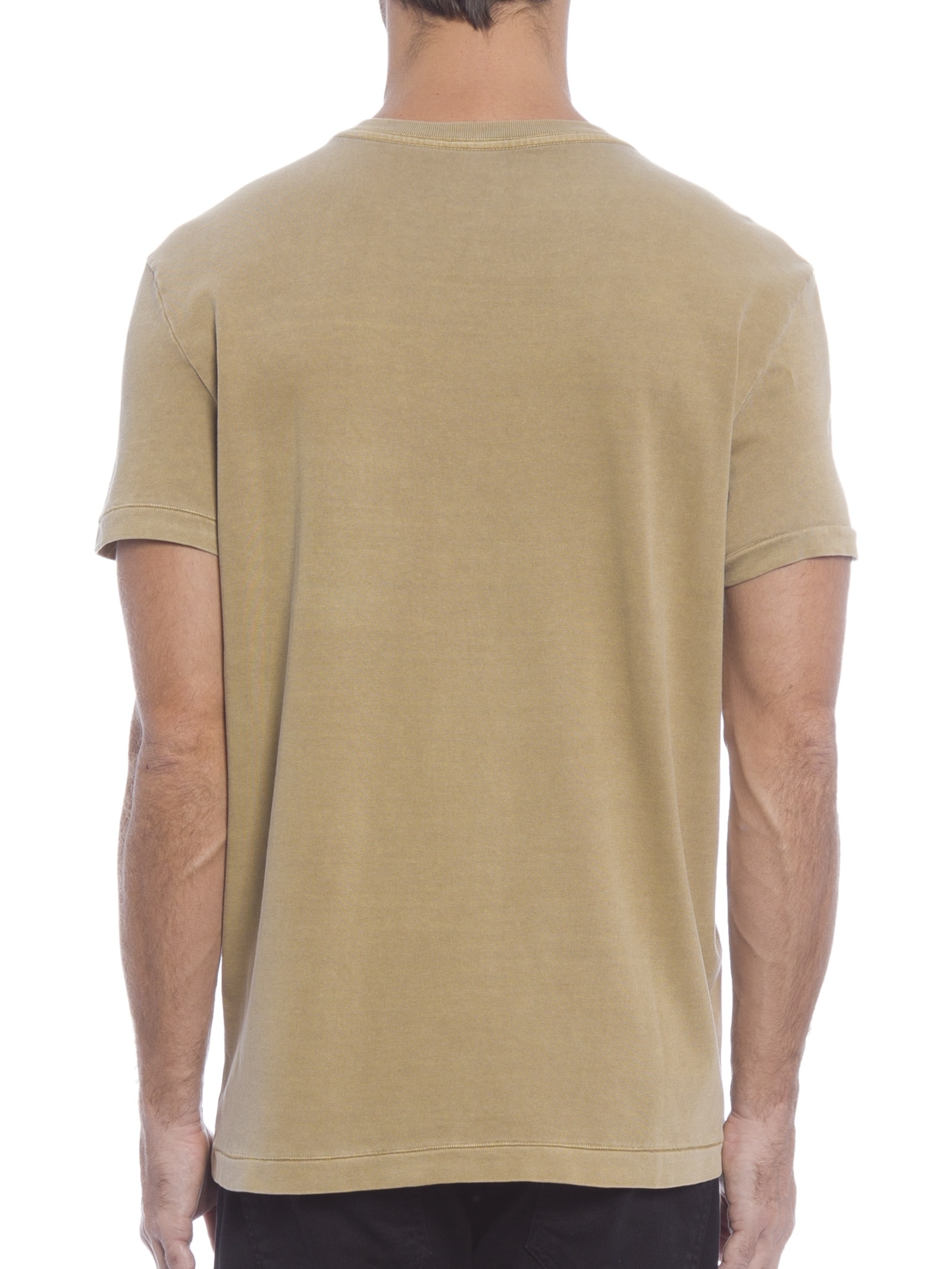 Camiseta Masculina  Manga Curta Bolso Brasão Bege Osklen