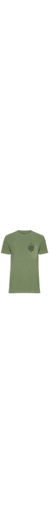 Camiseta Masculina Manga Curta Bolso Brasão - Verde