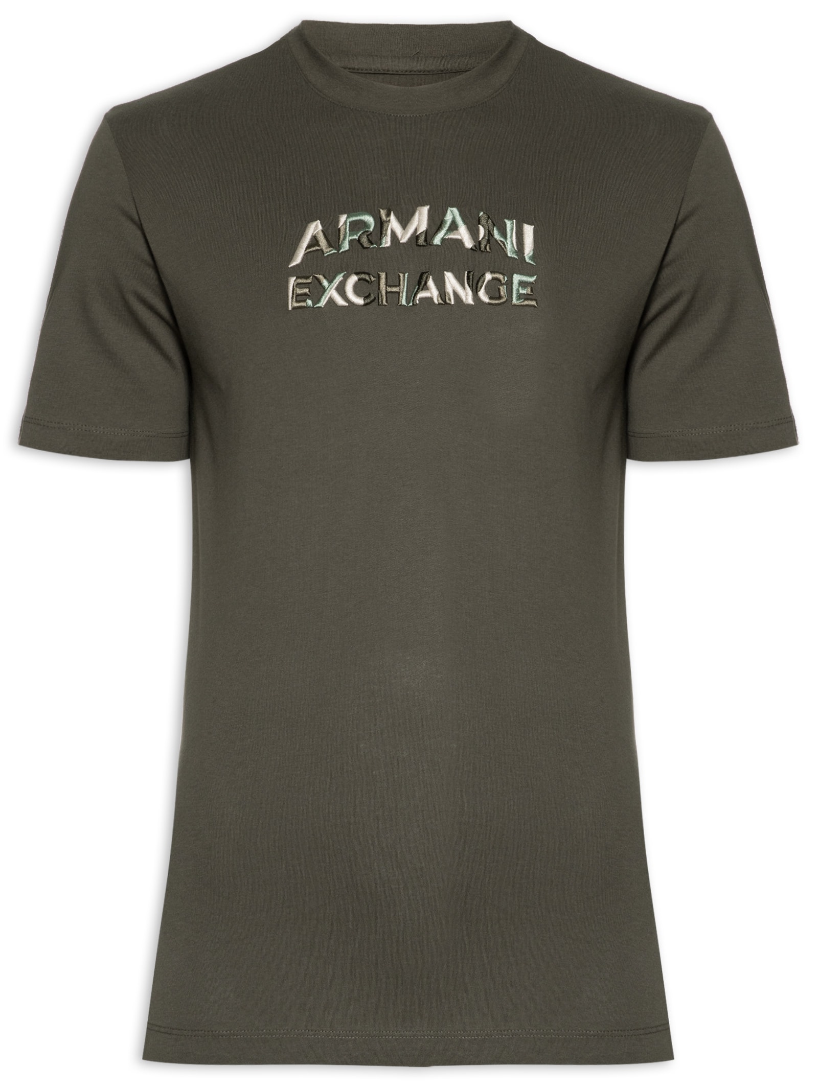 Camiseta Masculina Manga Curta Bordada Verde Armani Exchange