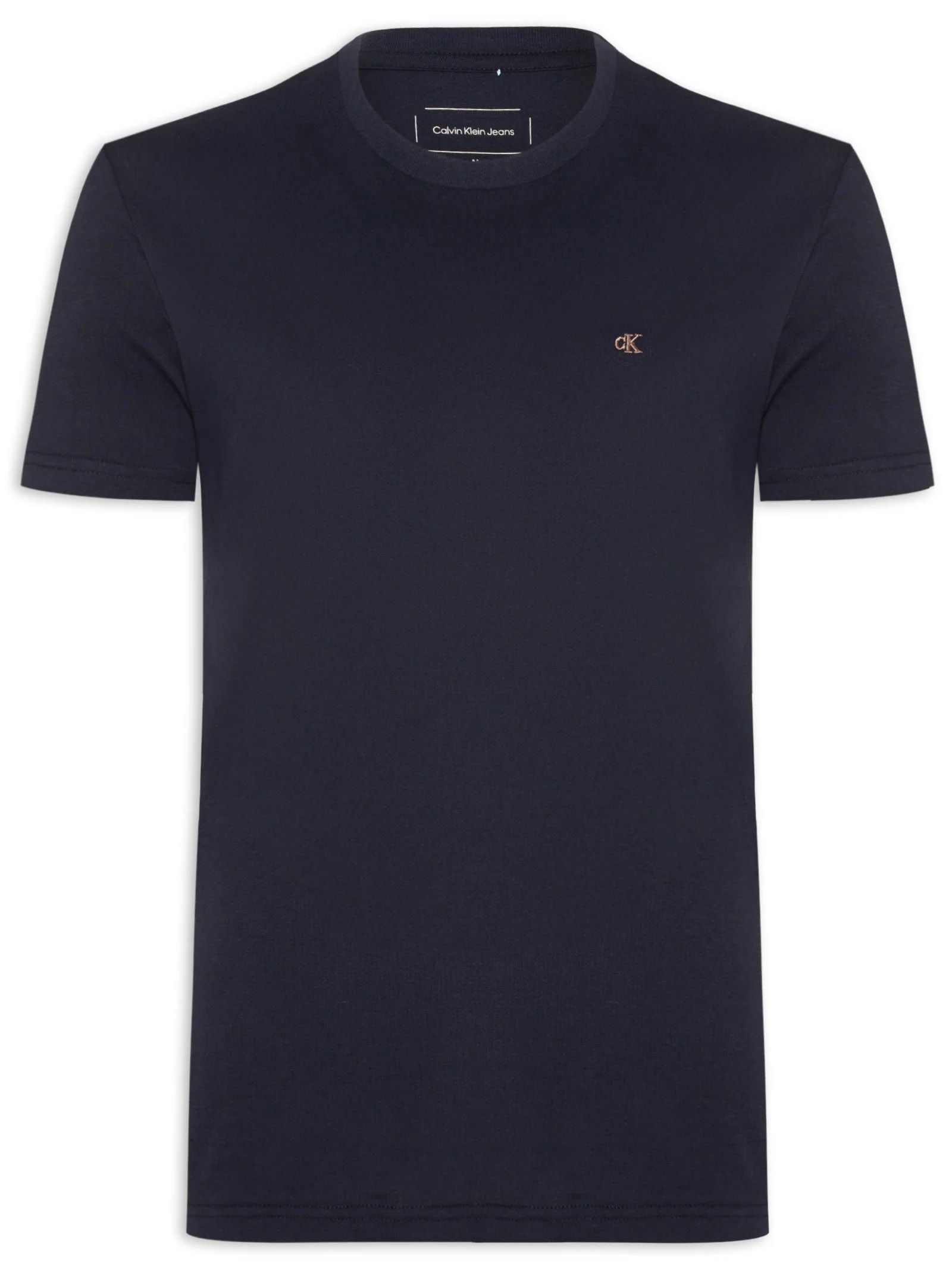 Camiseta Masculina Manga Curta Bordado Azul Calvin Klein Jeans