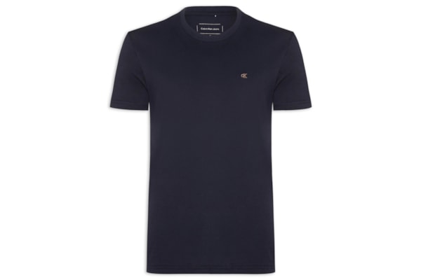 Camiseta Masculina Manga Curta Bordado - Azul