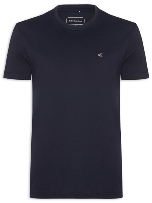 Camiseta Masculina Manga Curta Bordado – Azul