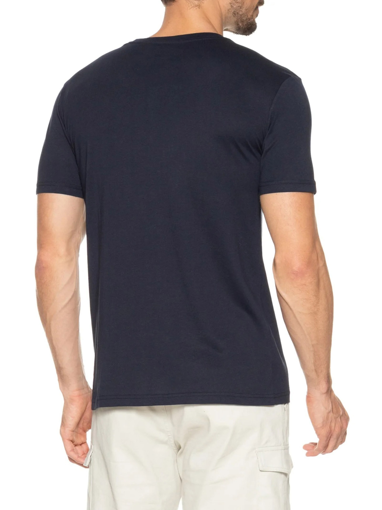 Camiseta Masculina Manga Curta Bordado Azul Calvin Klein Jeans
