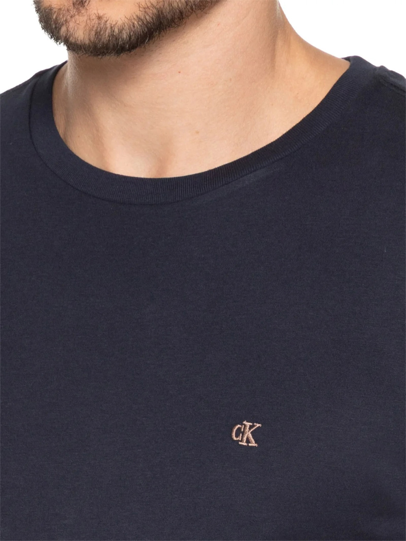 Camiseta Masculina Manga Curta Bordado Azul Calvin Klein Jeans