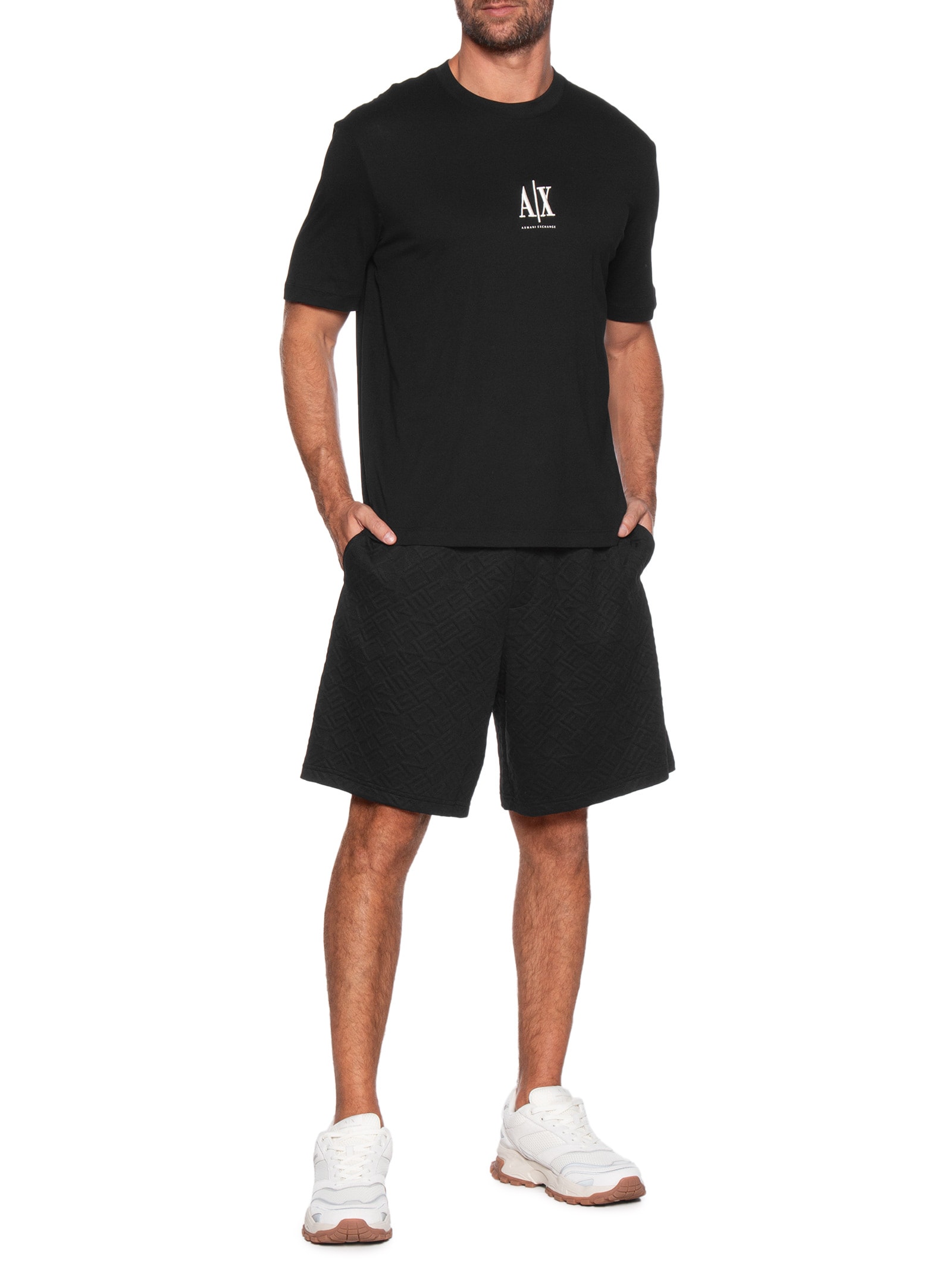 Camiseta Masculina Manga Curta Bordado Logo Preto Armani Exchange