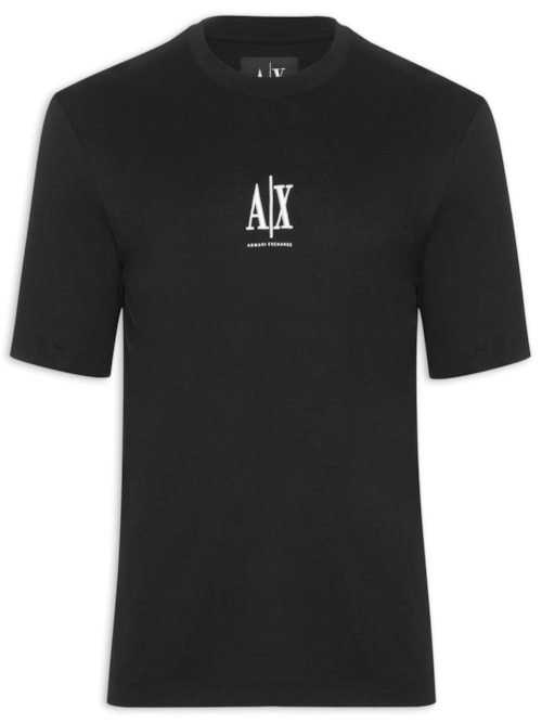 Camiseta Masculina Manga Curta Bordado Logo – Preto