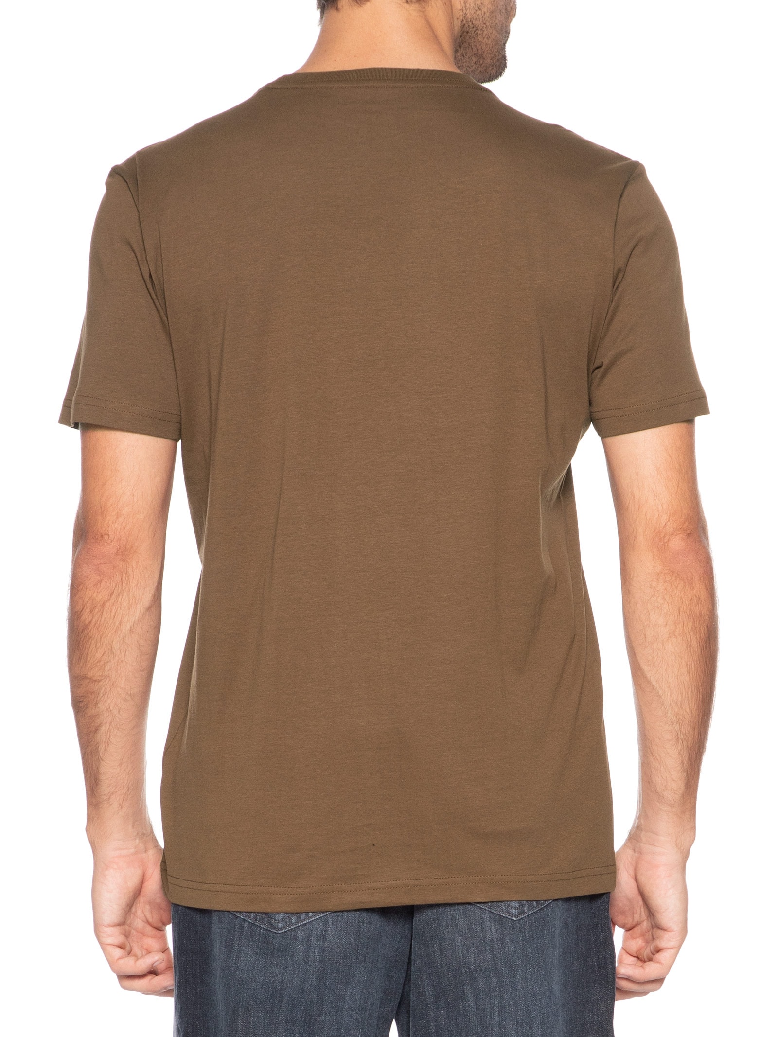 Camiseta Masculina Manga Curta Bordado Marrom Calvin Klein Jeans