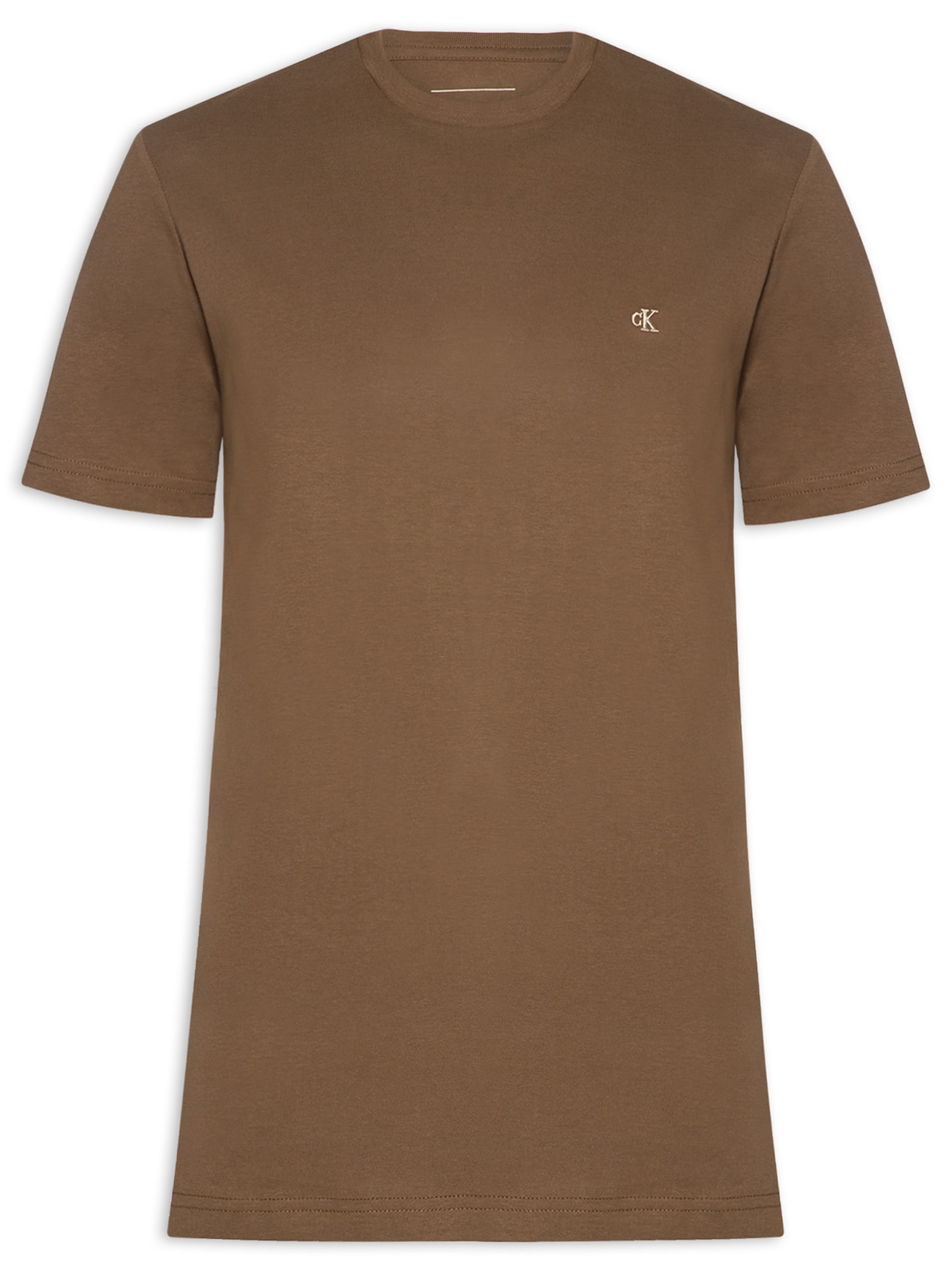 Camiseta Masculina Manga Curta Bordado Marrom Calvin Klein Jeans