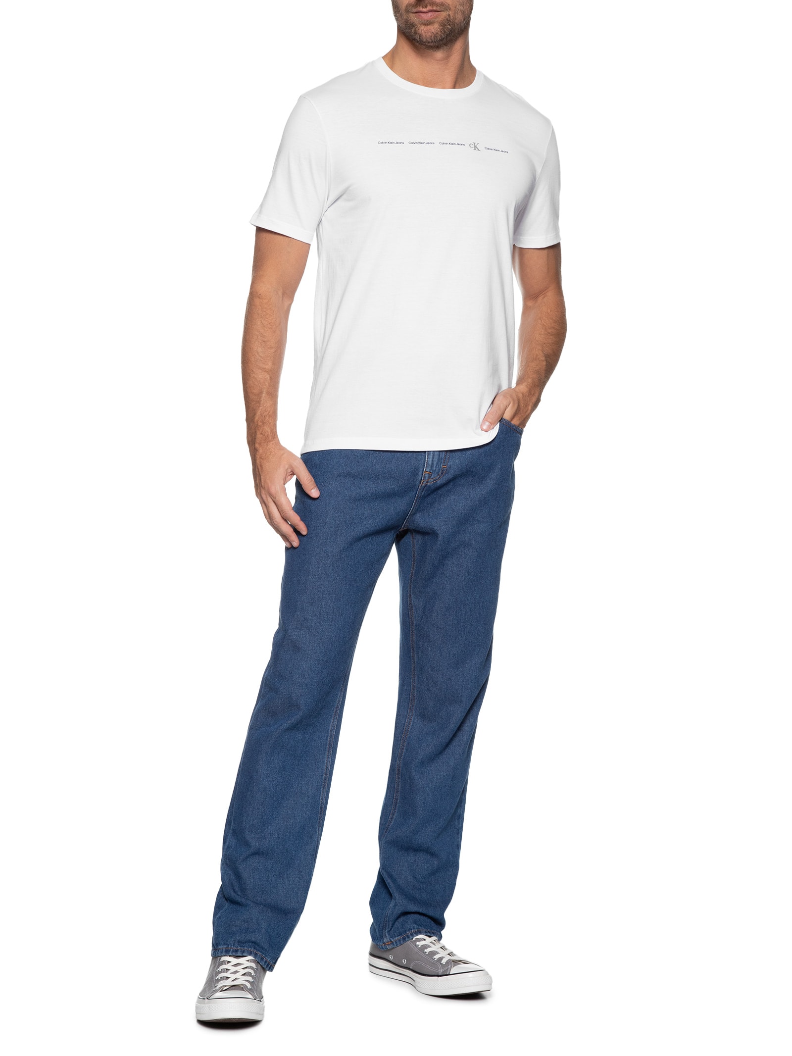 Camiseta Masculina Manga Curta Branco  Calvin Klein Jeans
