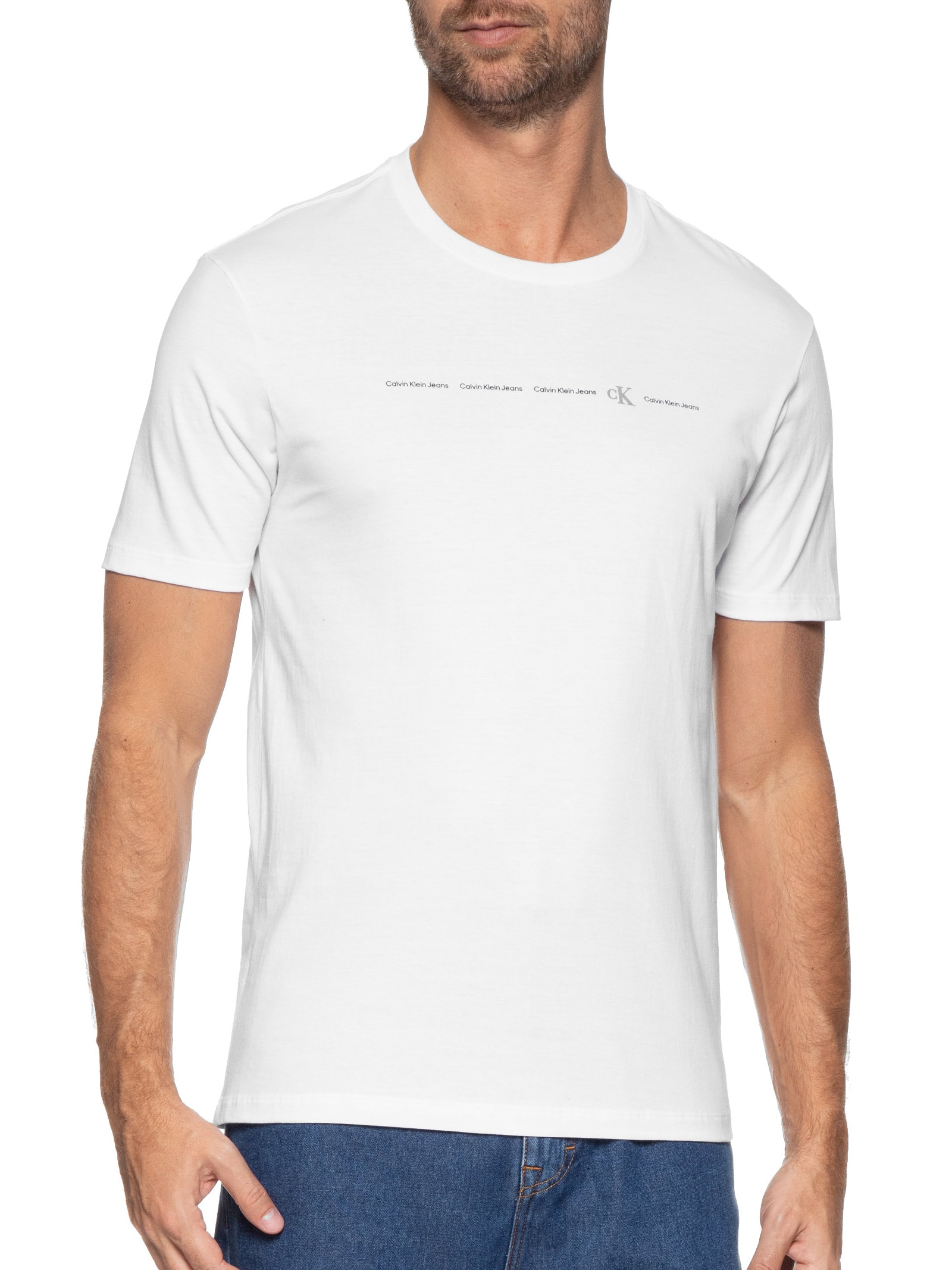 Camiseta Masculina Manga Curta Branco  Calvin Klein Jeans