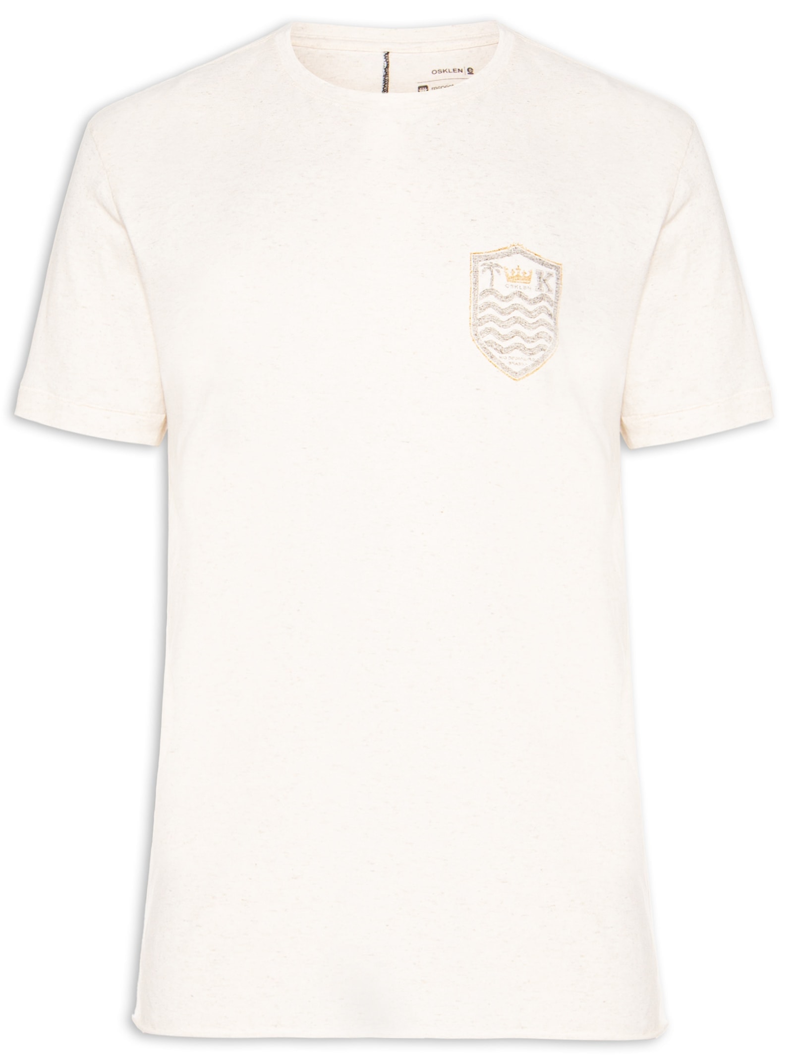 Camiseta Masculina Manga Curta Brasão Rustic Linen Bege Osklen