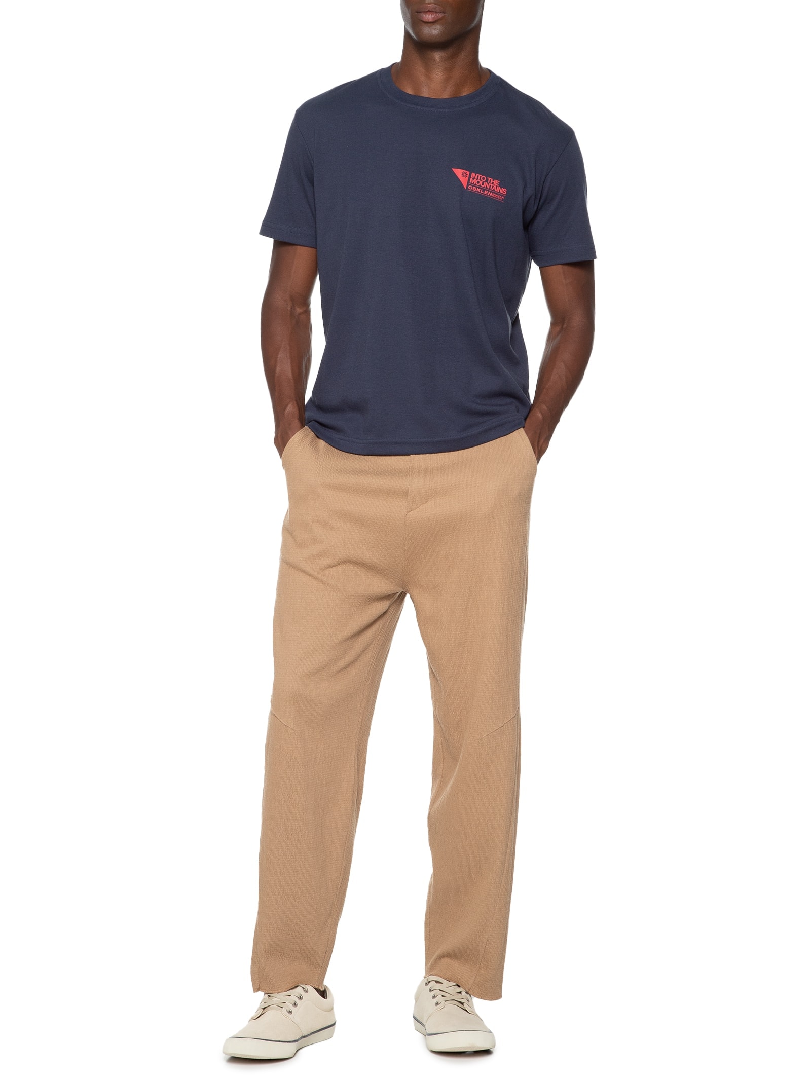 Camiseta Masculina Manga Curta Carimbo Itm Azul Osklen