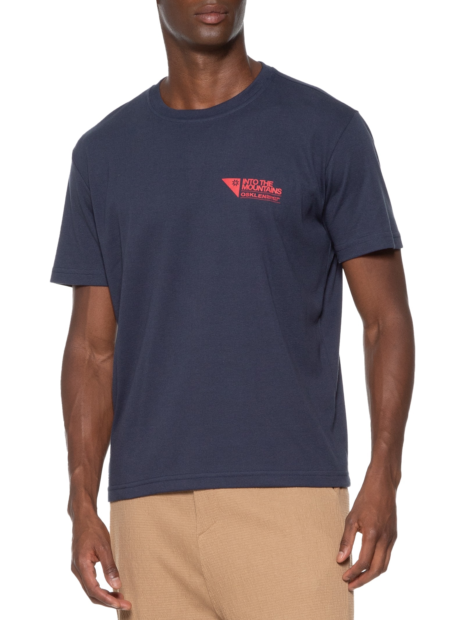 Camiseta Masculina Manga Curta Carimbo Itm Azul Osklen