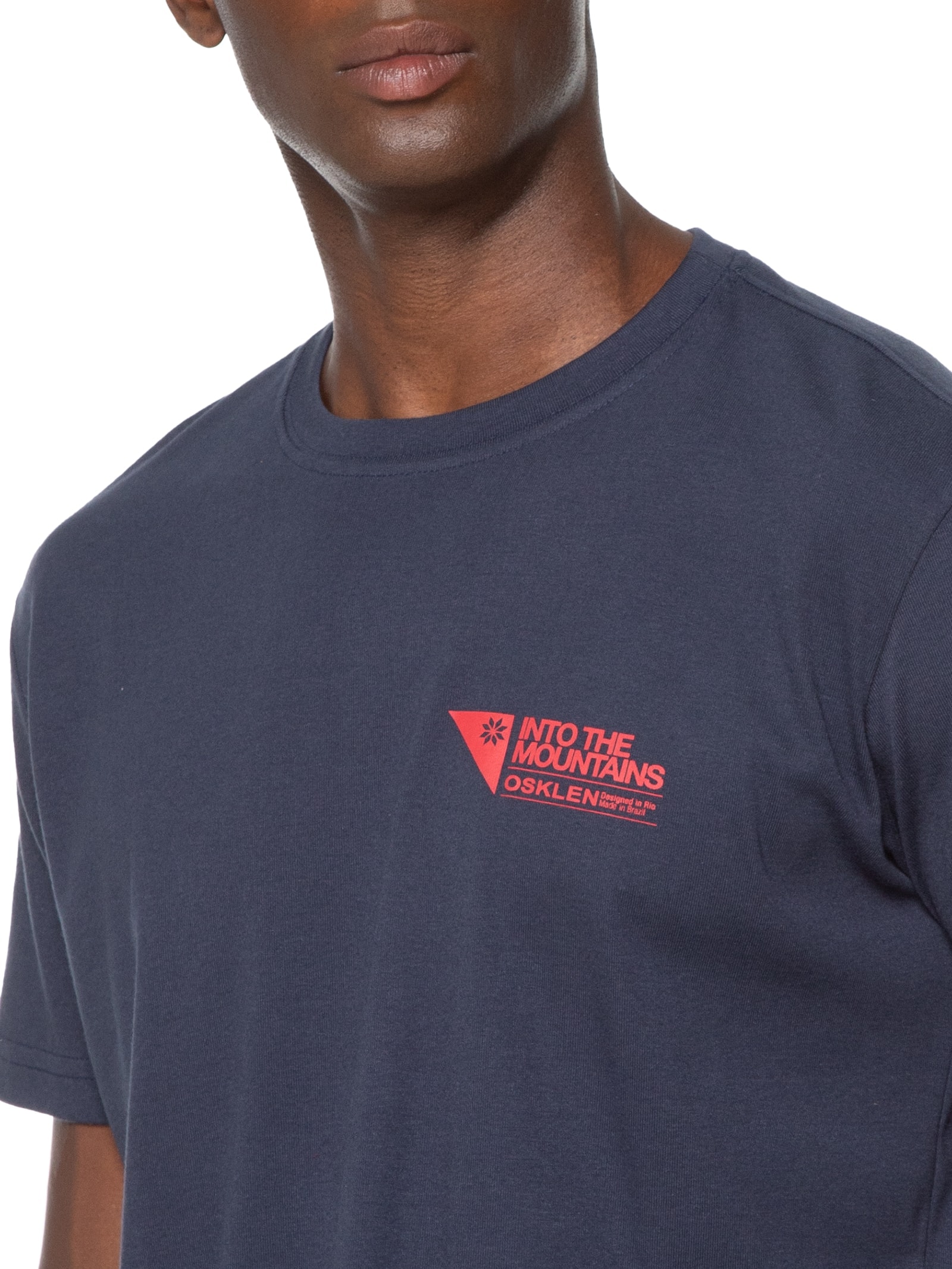 Camiseta Masculina Manga Curta Carimbo Itm Azul Osklen