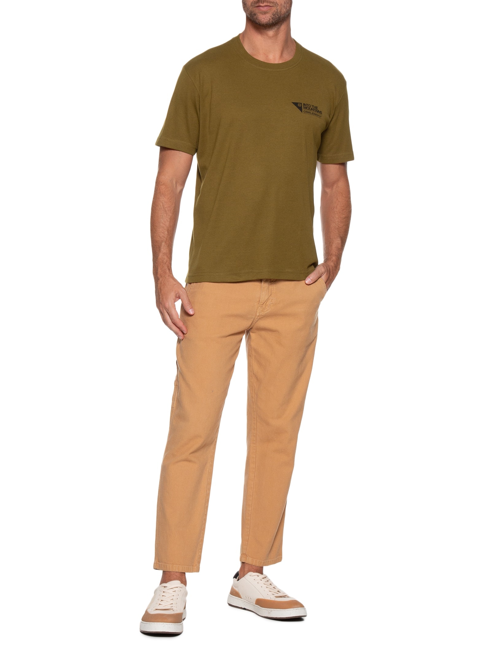 Camiseta Masculina Manga Curta Carimbo Itm Marrom Osklen