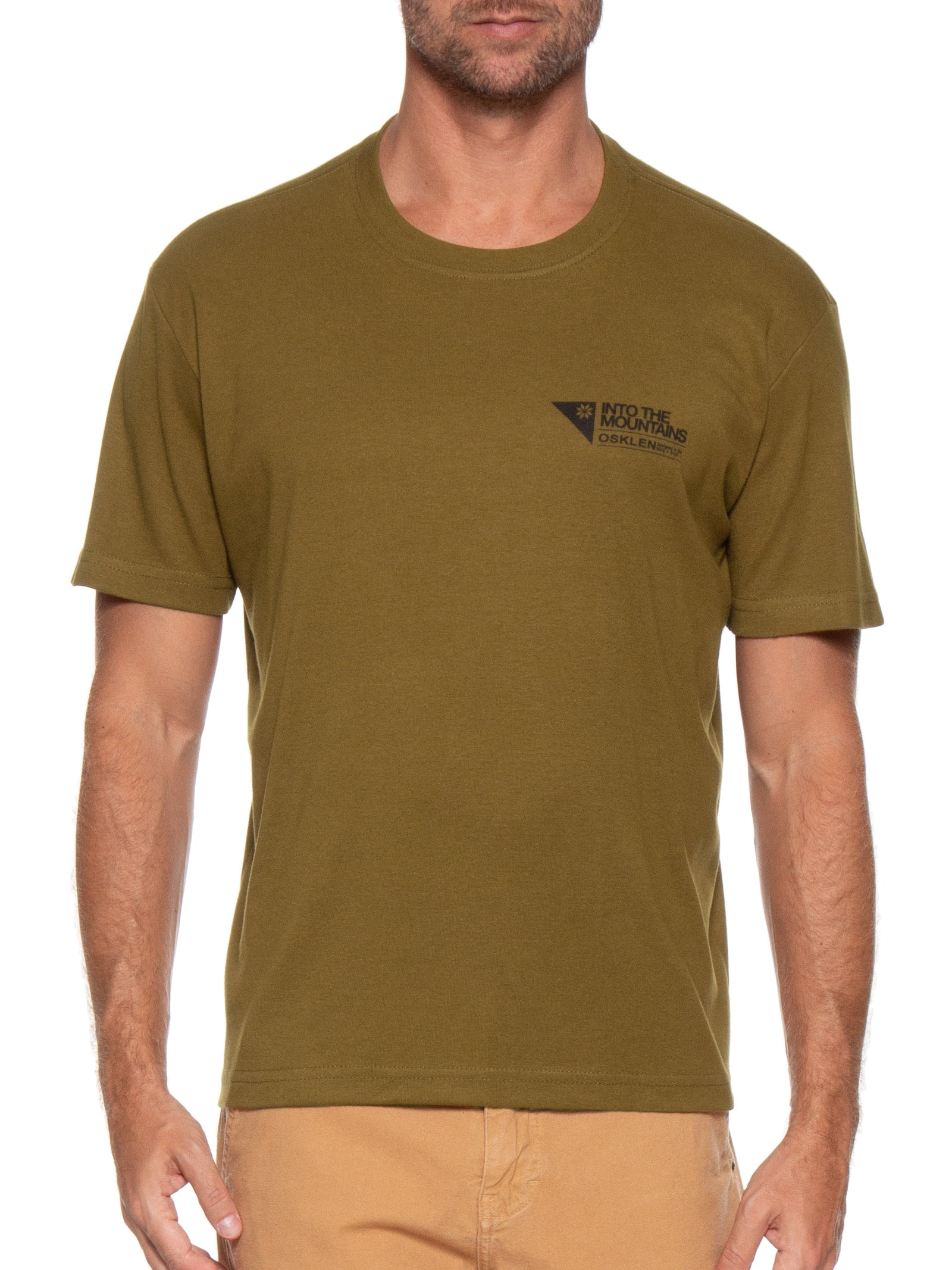 Camiseta Masculina Manga Curta Carimbo Itm Marrom Osklen