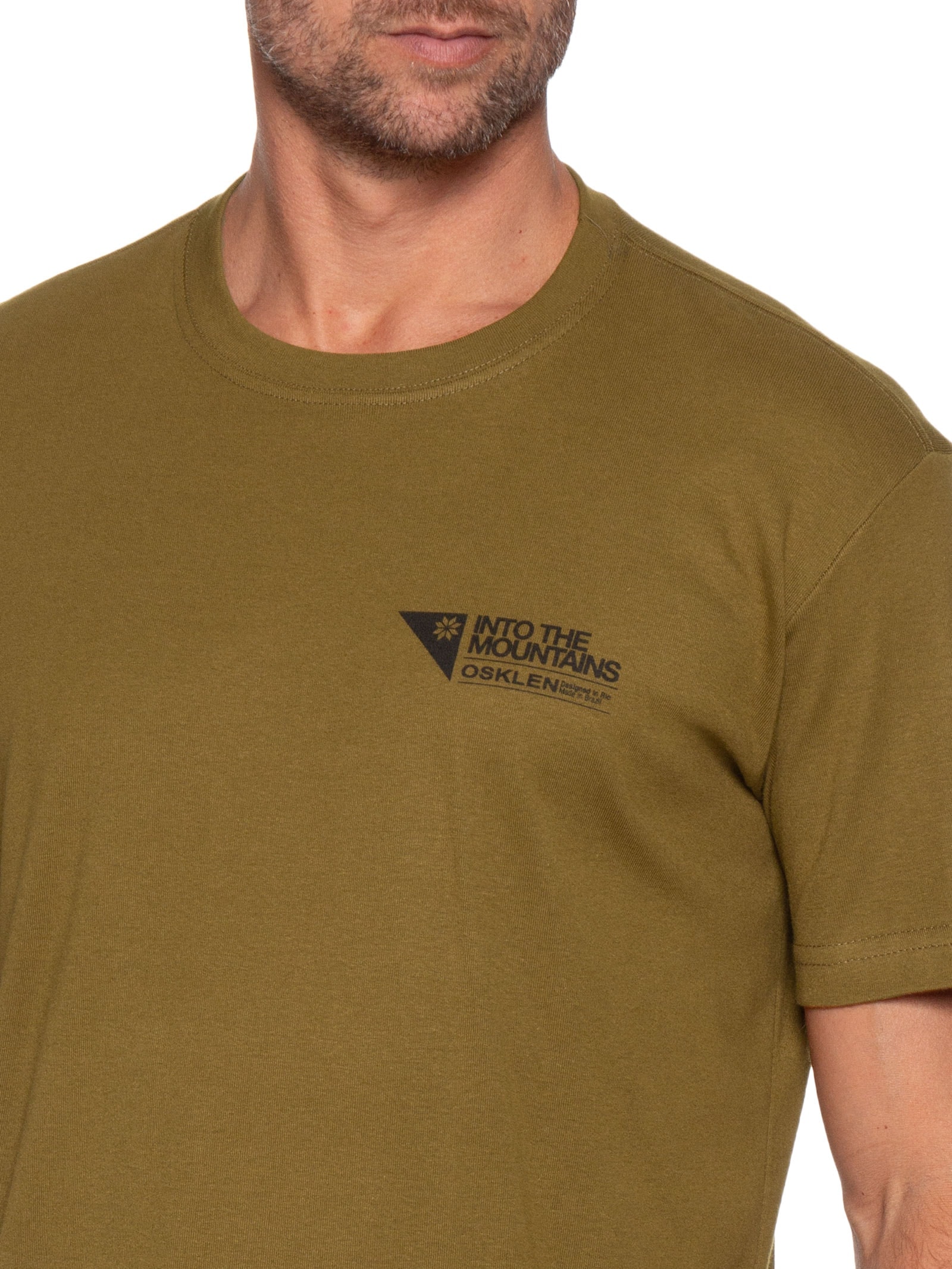 Camiseta Masculina Manga Curta Carimbo Itm Marrom Osklen