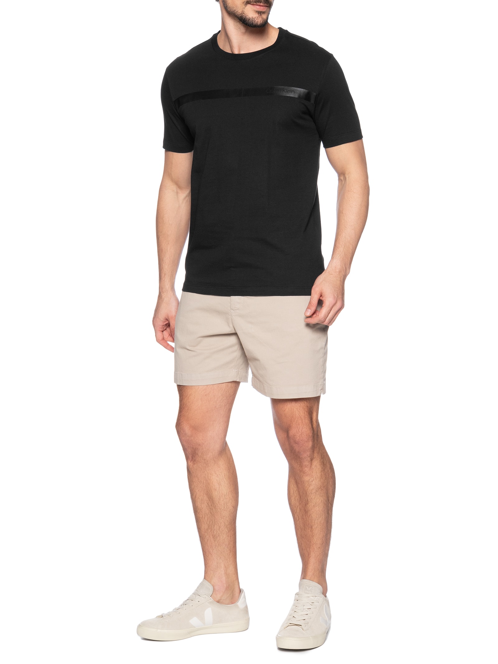 Camiseta Masculina Manga Curta Ck Palito Gel Preto Calvin Klein