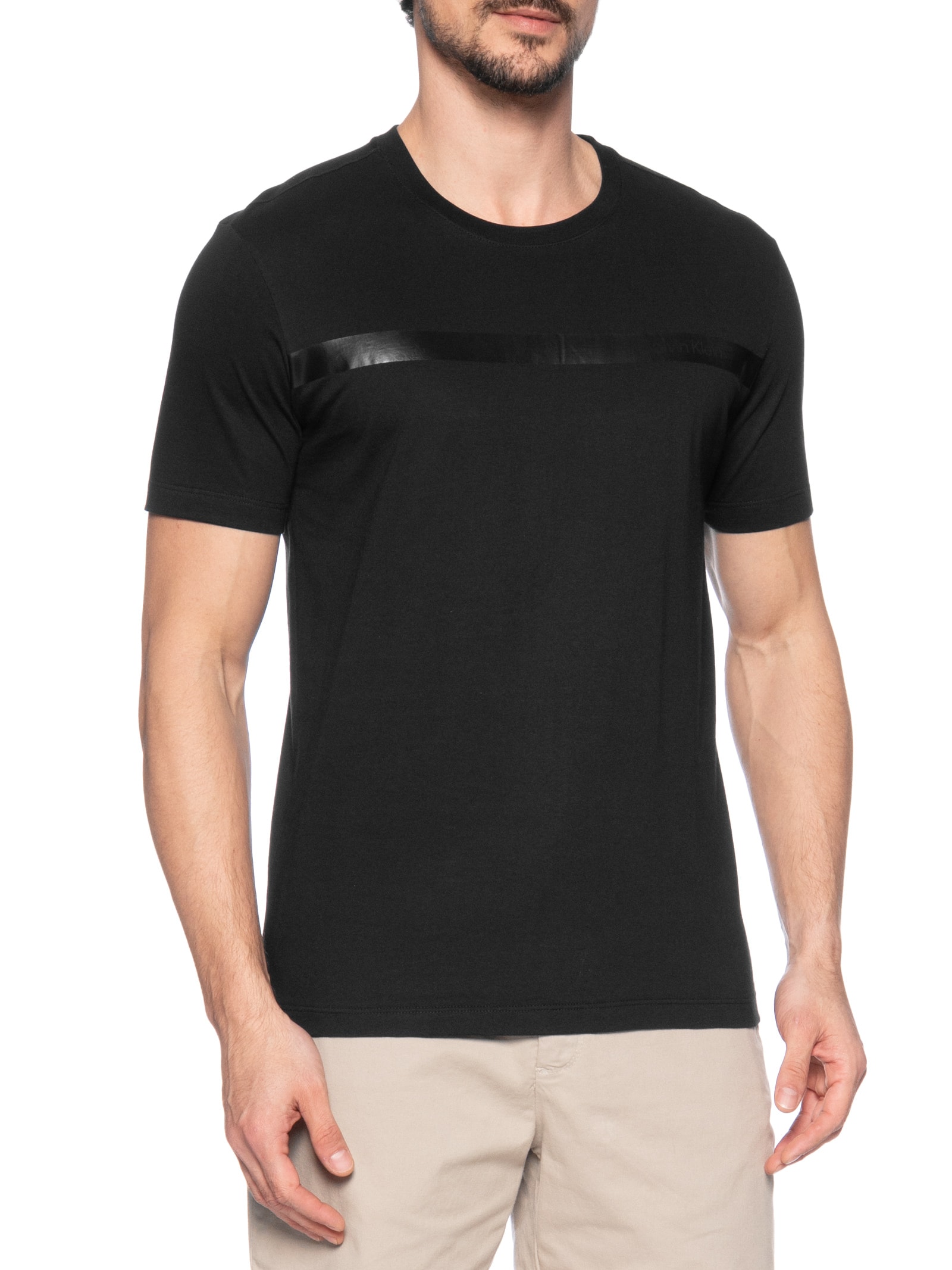 Camiseta Masculina Manga Curta Ck Palito Gel Preto Calvin Klein